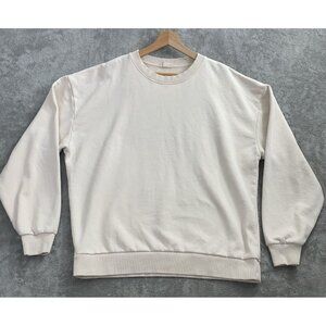 NUUDS Sweater Womens Medium Cream Oversized Sweatshirt Pullover Fleece Lounge